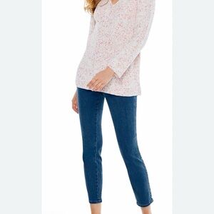 Nick + Zoe Speckled Knit Sweater Pink Neutral V-Neck XXL